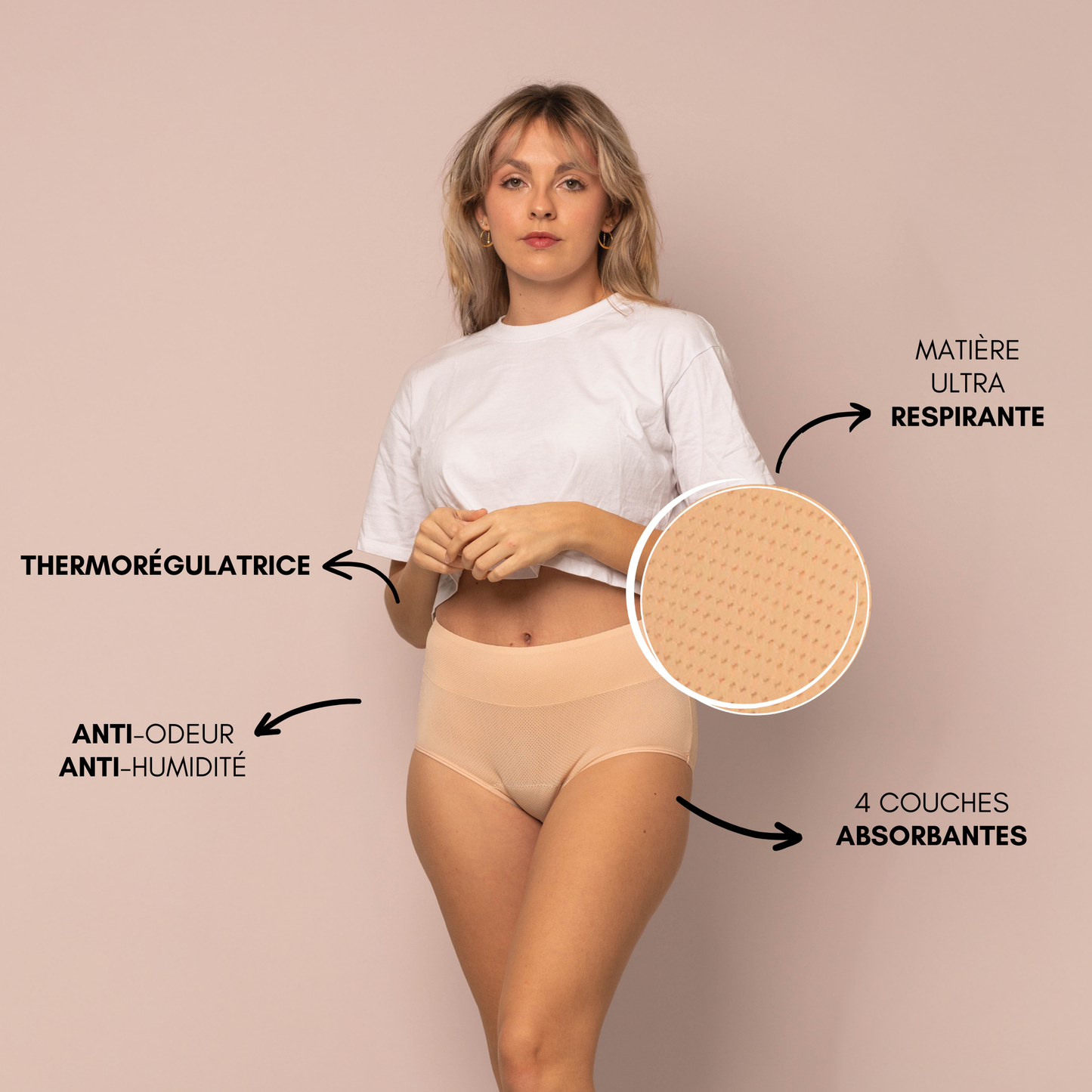 Pack Respire : 2 Aurore respirantes + 1 Céleste respirante beige (taille haute)