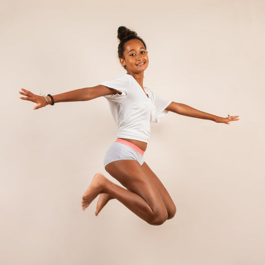 culotte menstruelle ado Victoire gris et rose saut