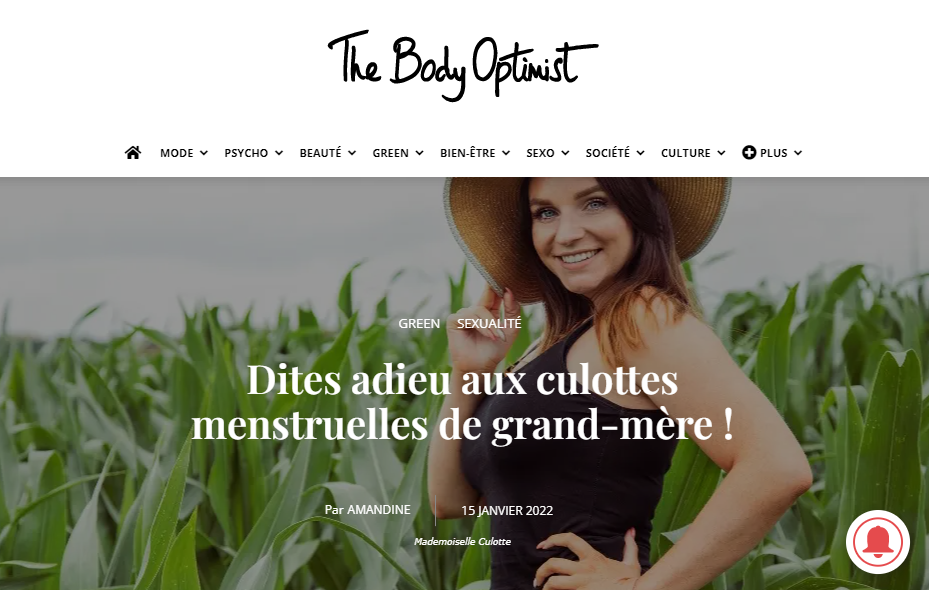 Le magazine The Body Optimist parle de Mademoiselle Culotte !
