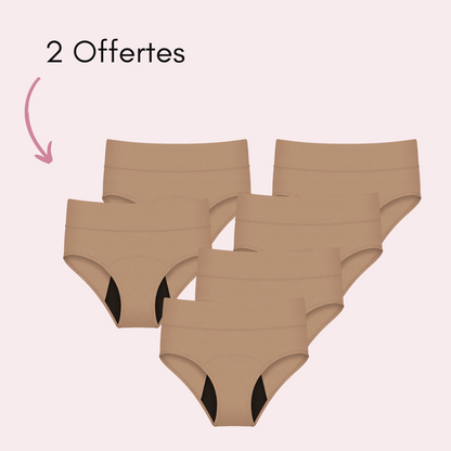 Culotte Menstruelle Respirante Ados Céleste Taupe, 4 pièces + 2 offertes