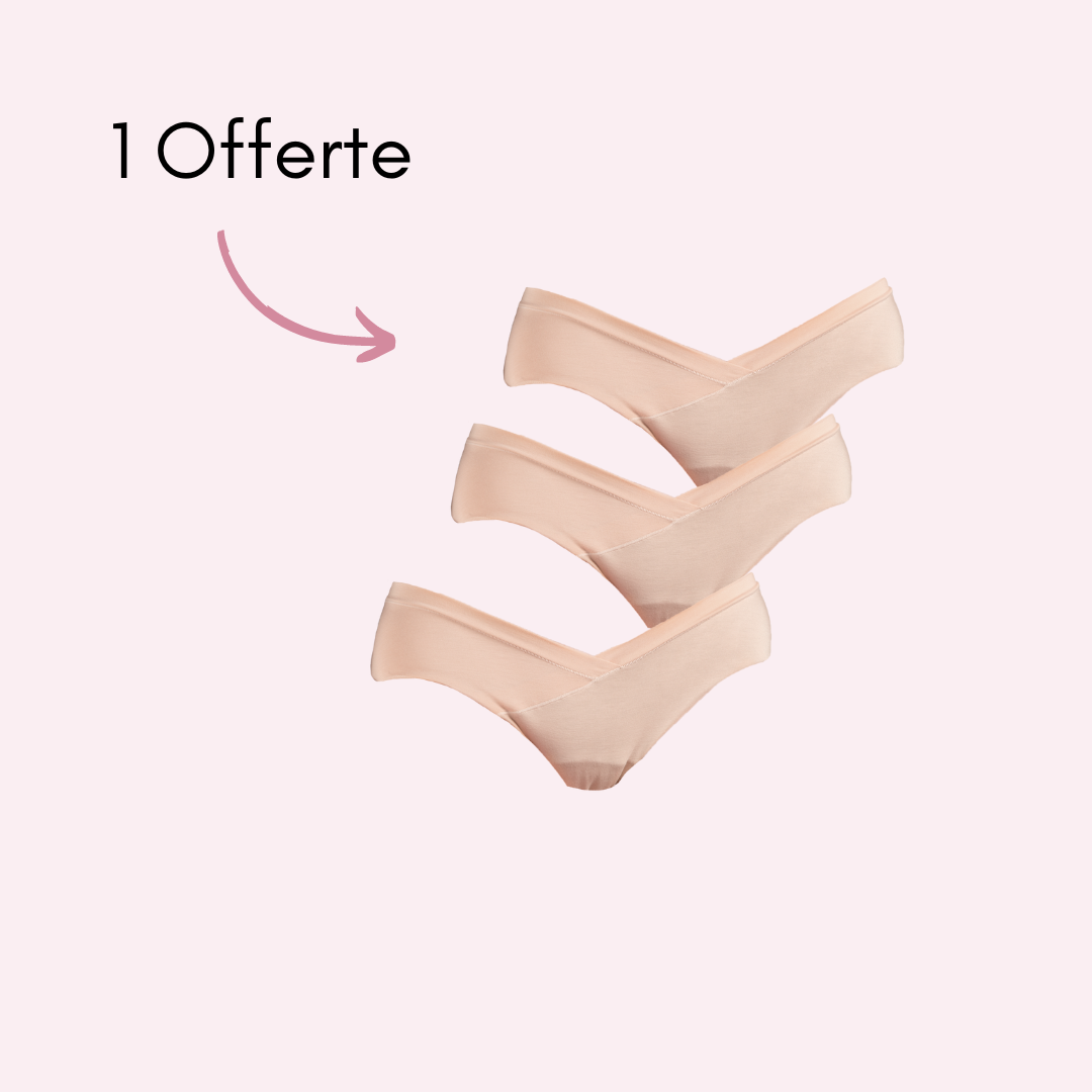 Culotte menstruelle Amélie beige pack x3