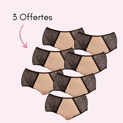 Culotte menstruelle Flora beige pack x7