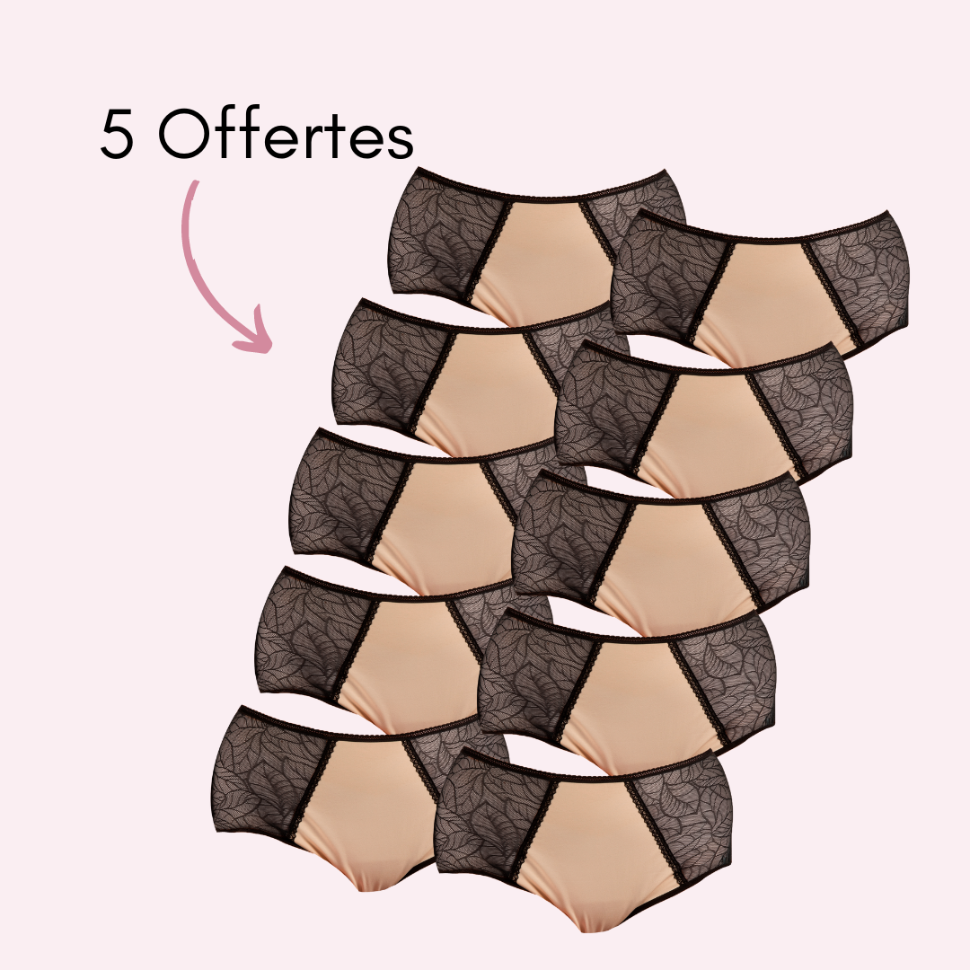 Culotte menstruelle Flora beige pack x10