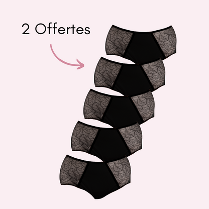 Culotte menstruelle Flora noir pack x5