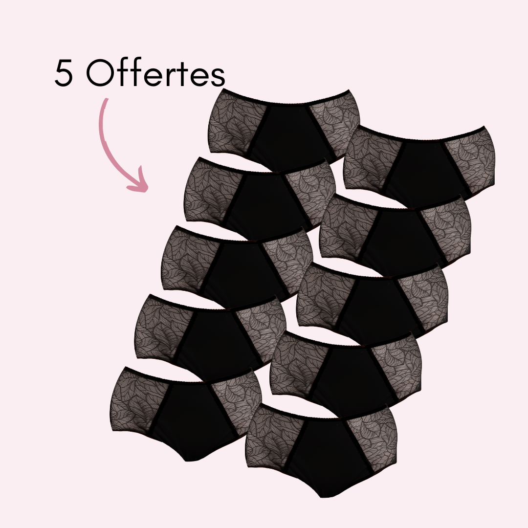 Culotte menstruelle Flora noir pack x10