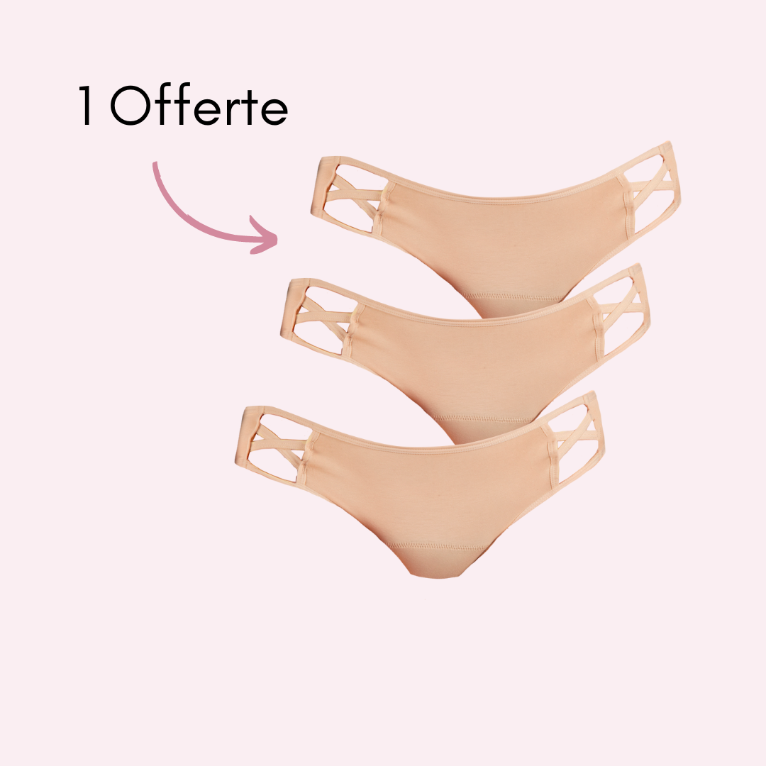 Culotte menstruelle Doriane beige pack x3