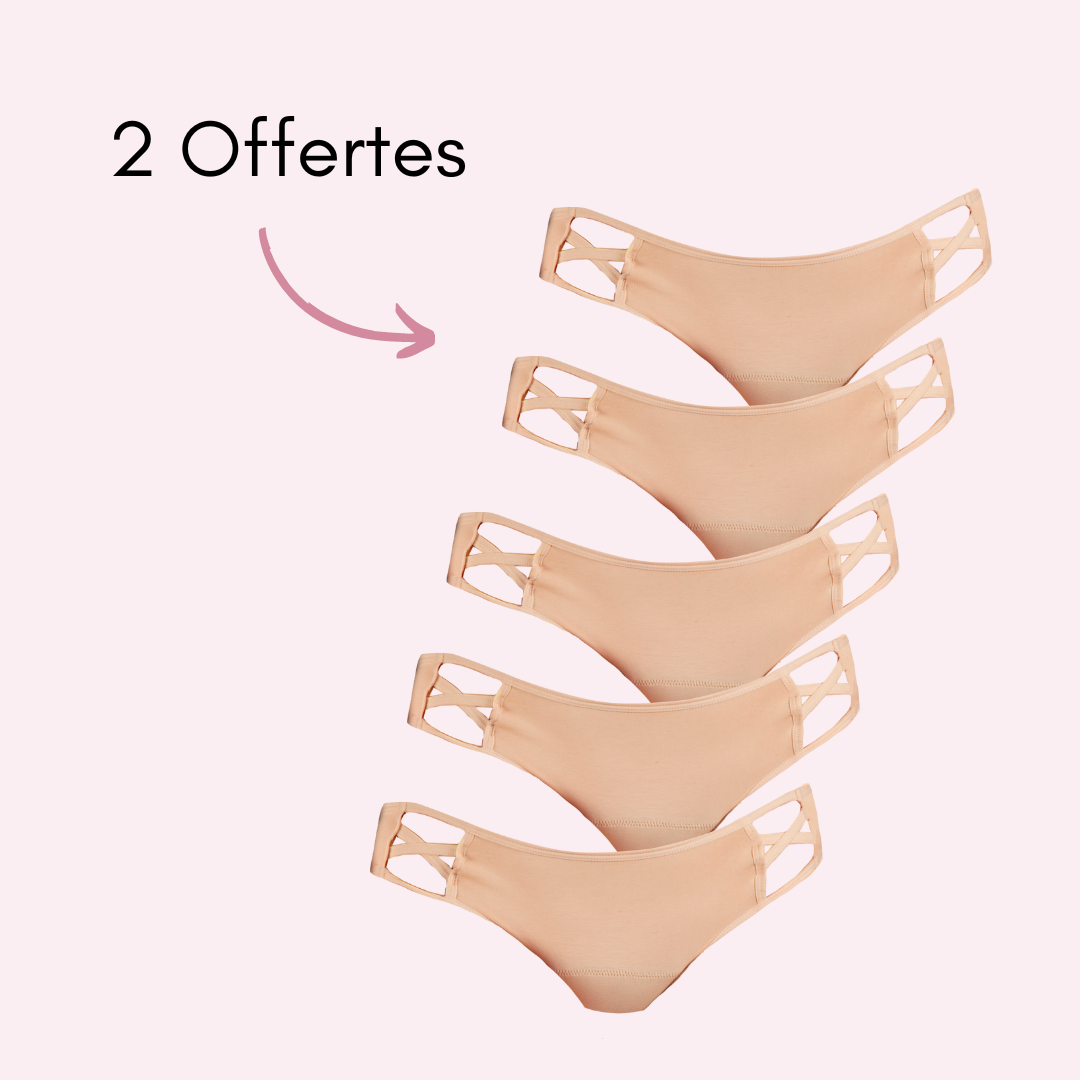 Culotte menstruelle Doriane beige pack x5