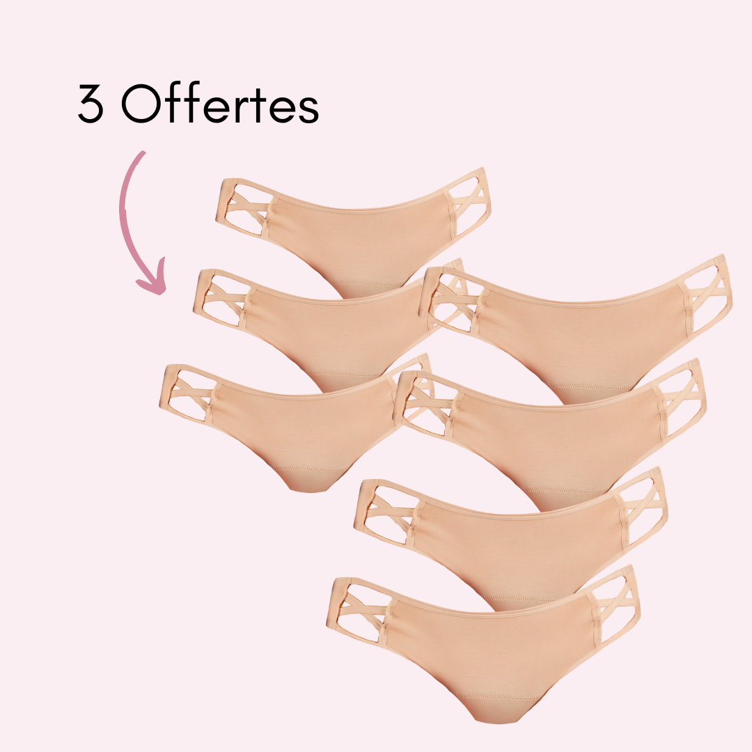 Culotte menstruelle Doriane beige pack x7