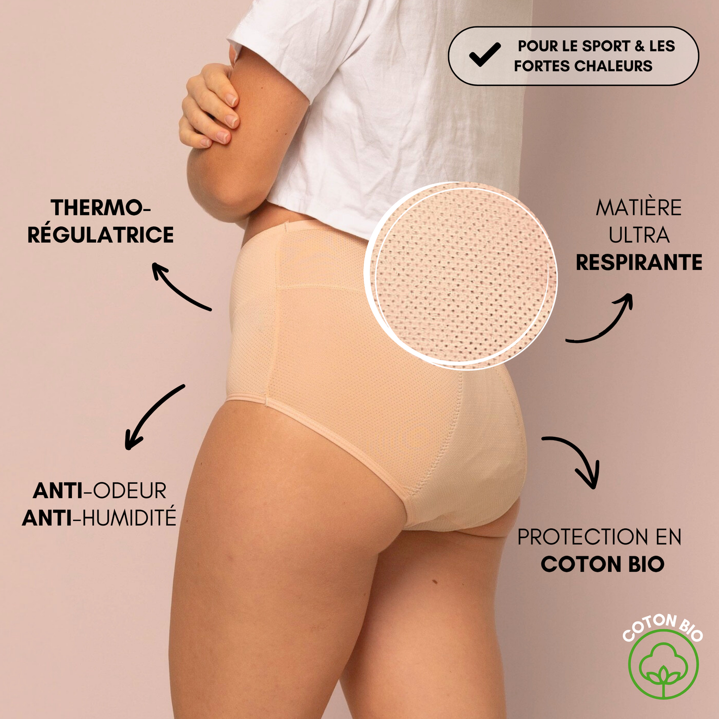 Culotte Menstruelle Respirante Céleste
