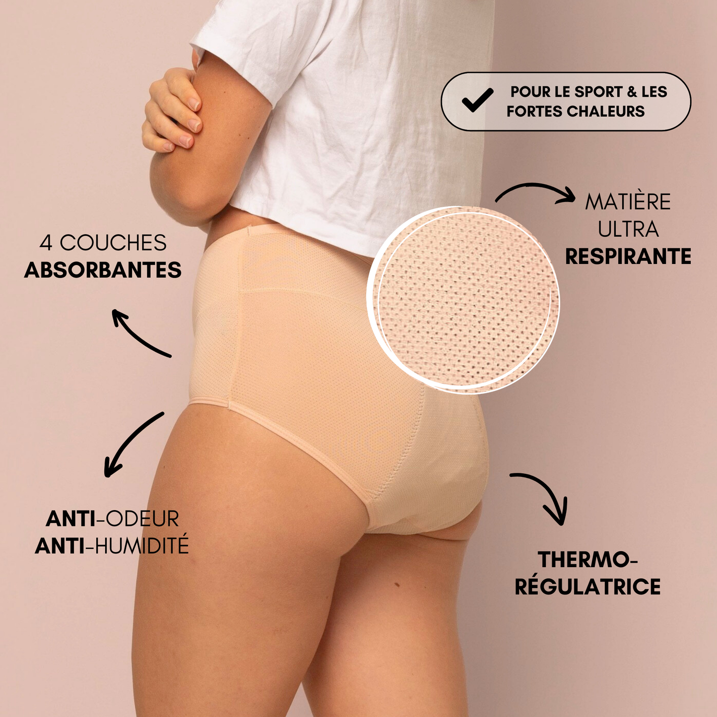 Culotte Menstruelle Respirante Céleste