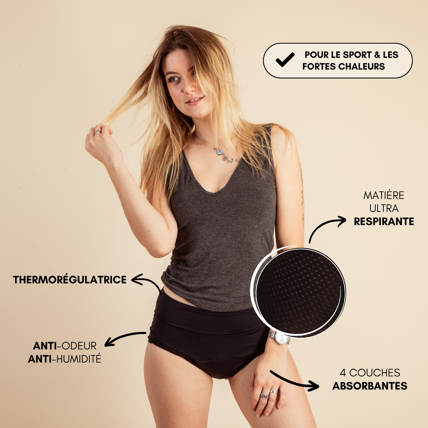 Culotte Menstruelle Respirante Céleste