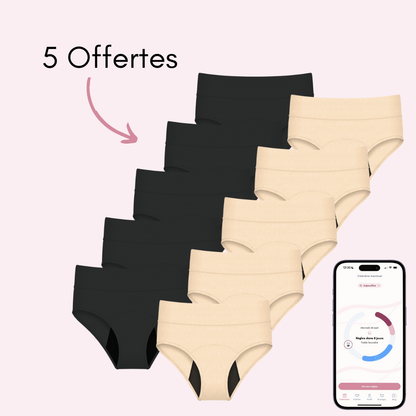 Pack Respire : 5 Céleste respirantes noires + 5 Céleste respirantes beiges (taille haute)