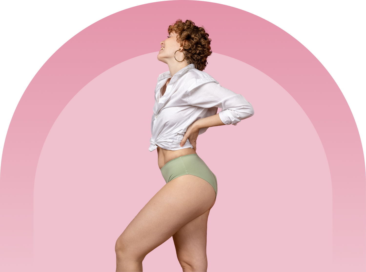 culotte menstruelle Nina de profil sur fond rose