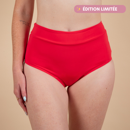 maillot de bain menstruel eléonore taille haute rouge porté face