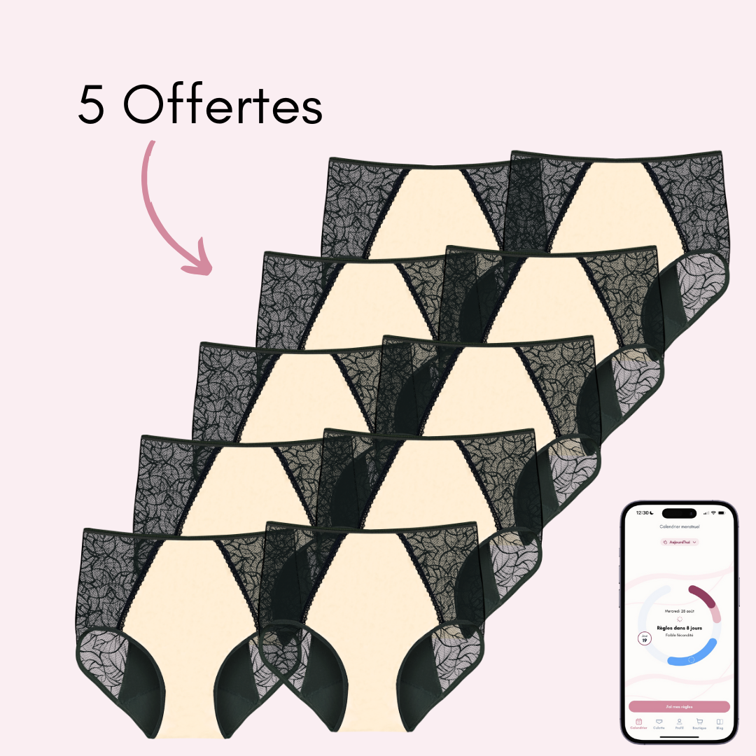 Culotte menstruelle Flora beige pack x10