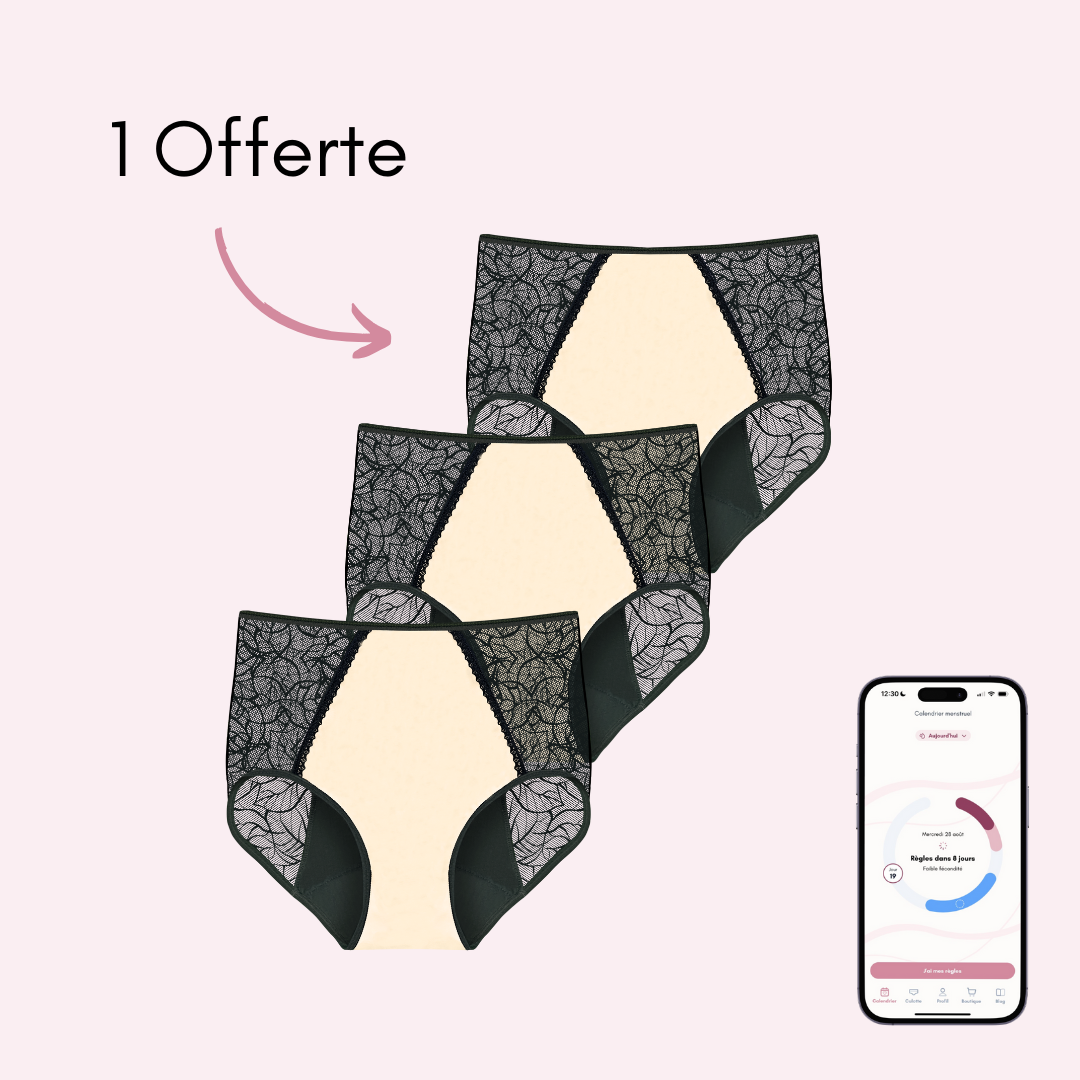 Culotte menstruelle Flora beige pack x3