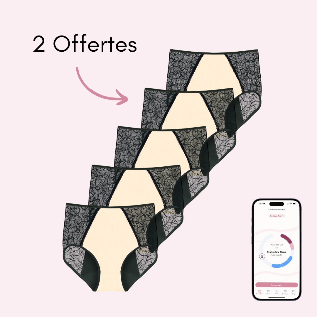 Culotte menstruelle Flora beige pack x5