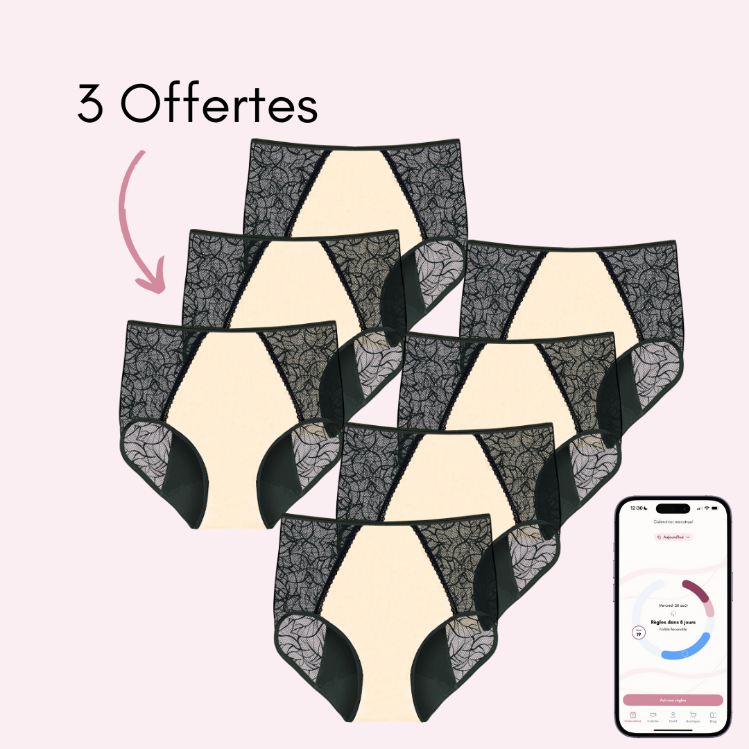 Culotte menstruelle Flora beige pack x7