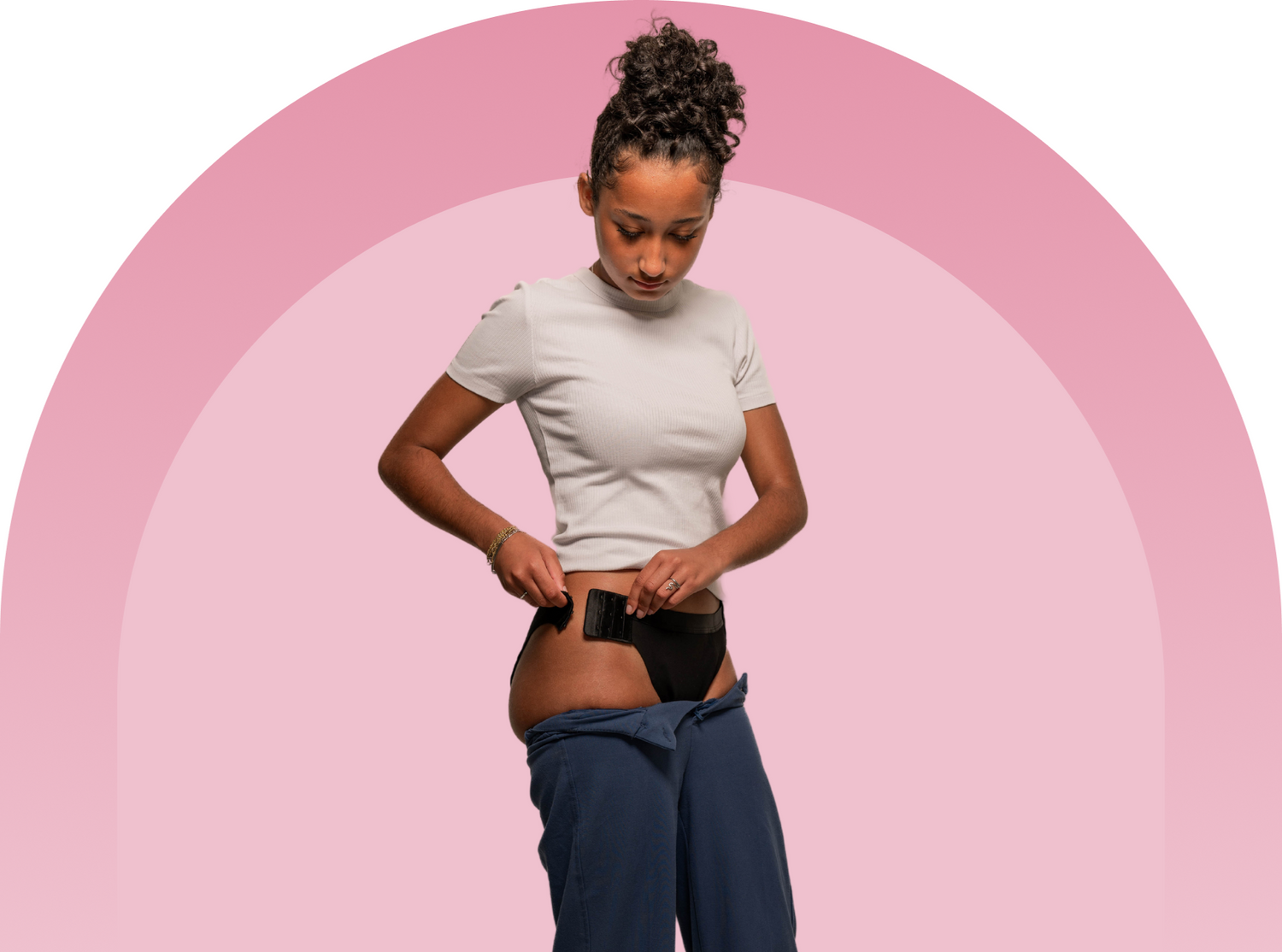 Culotte menstruelle détachable ados fond rose