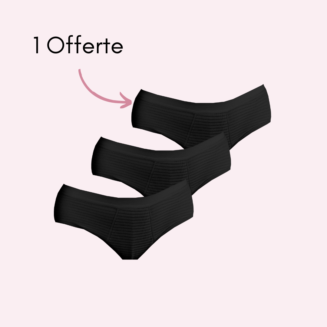 Culotte menstruelle Julie noir pack x3