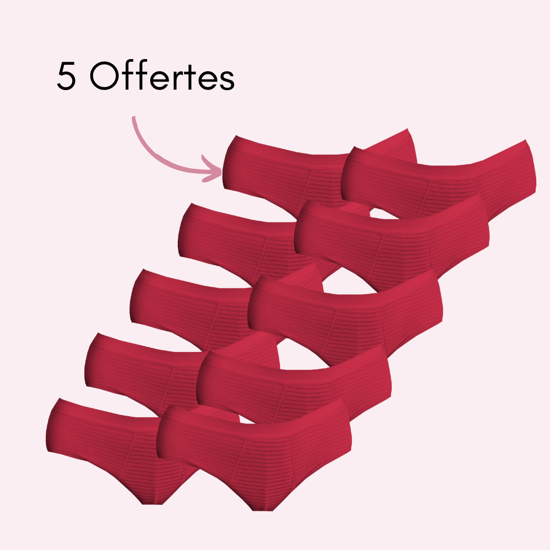 Culotte menstruelle Julie rouge pack x10