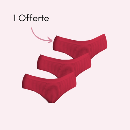 Culotte menstruelle Julie rouge pack x3