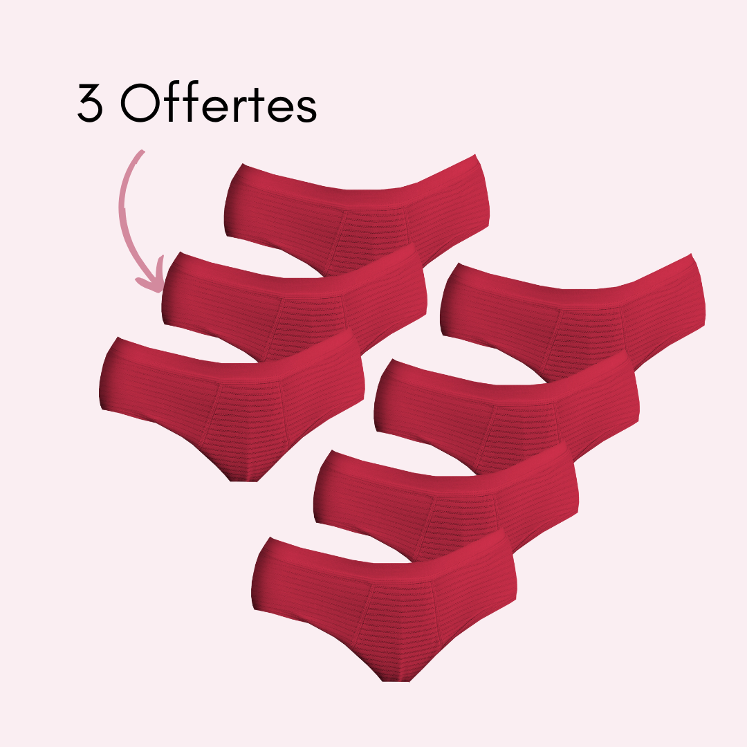 Culotte menstruelle Julie rouge pack x7