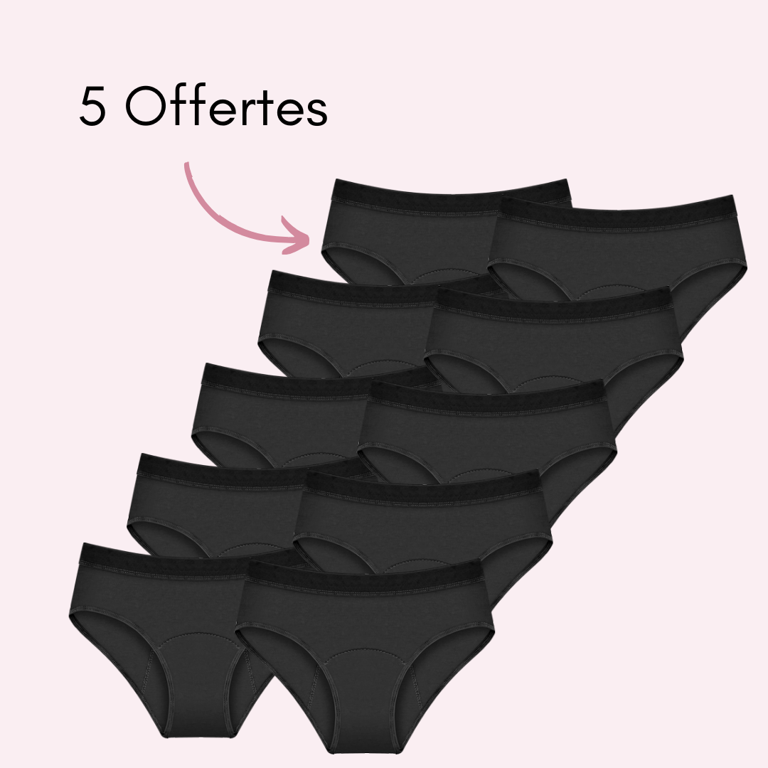 Culotte menstruelle Léa noir pack x10