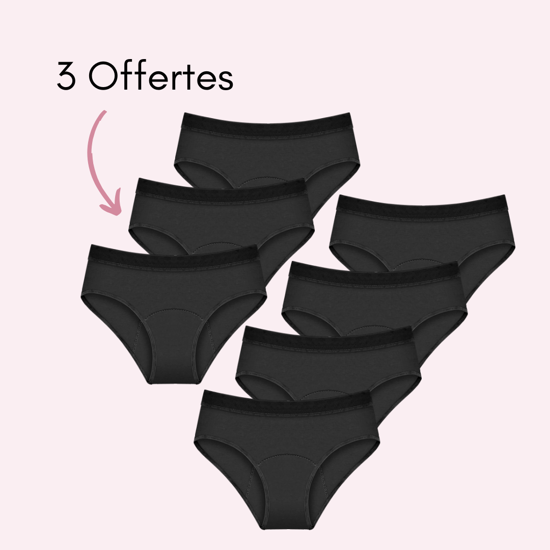 Culotte menstruelle Léa noir pack x7
