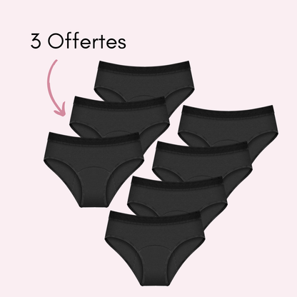 Culotte menstruelle Léa noir pack x7