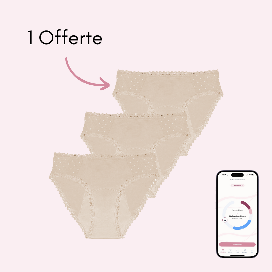 Culotte menstruelle Manon beige pack x3