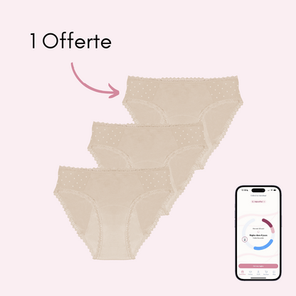 Culotte menstruelle Manon beige pack x3