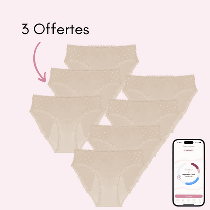 Culotte menstruelle Manon beige pack x7