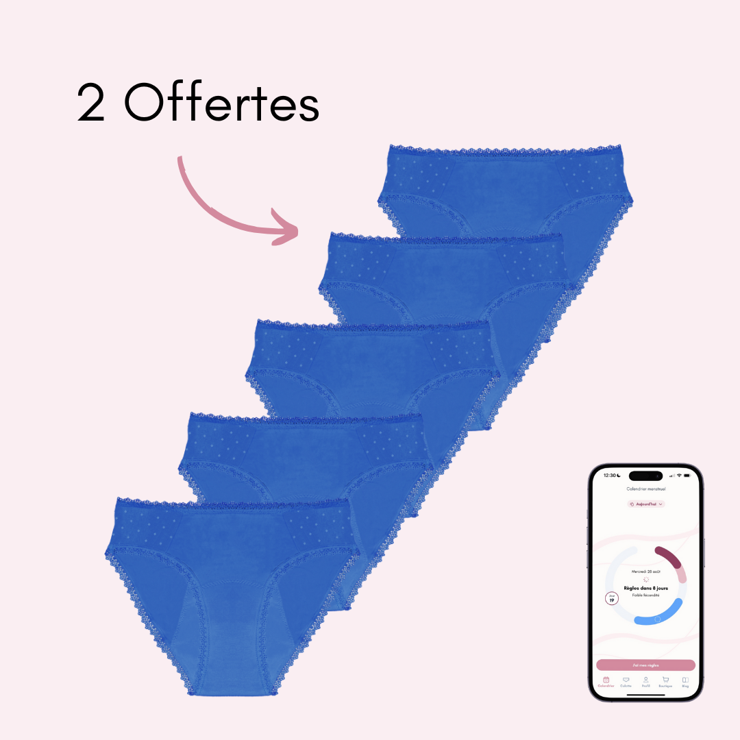 Culotte menstruelle Manon bleu pack x5