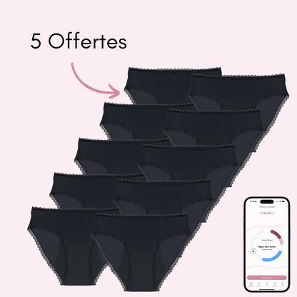 Culotte menstruelle Manon noir pack x10