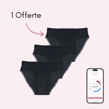 Culotte menstruelle Manon noir pack x3