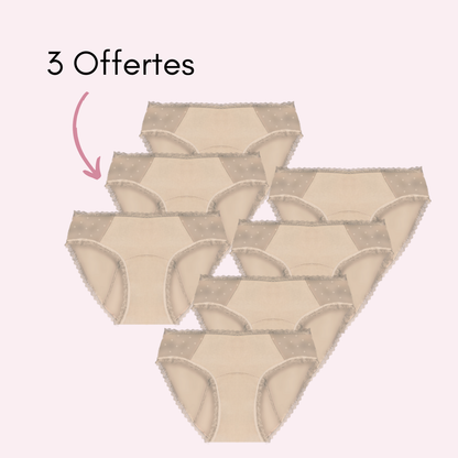 Culotte menstruelle Manon beige pack x7