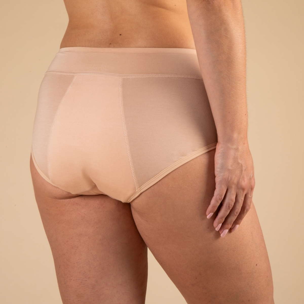 Culotte menstruelle Marie beige taille haute, flux hémorragiques