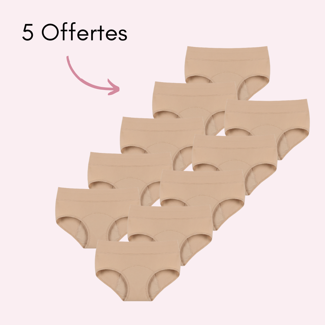 culotte menstruelle marie beige lot de 10 à plat