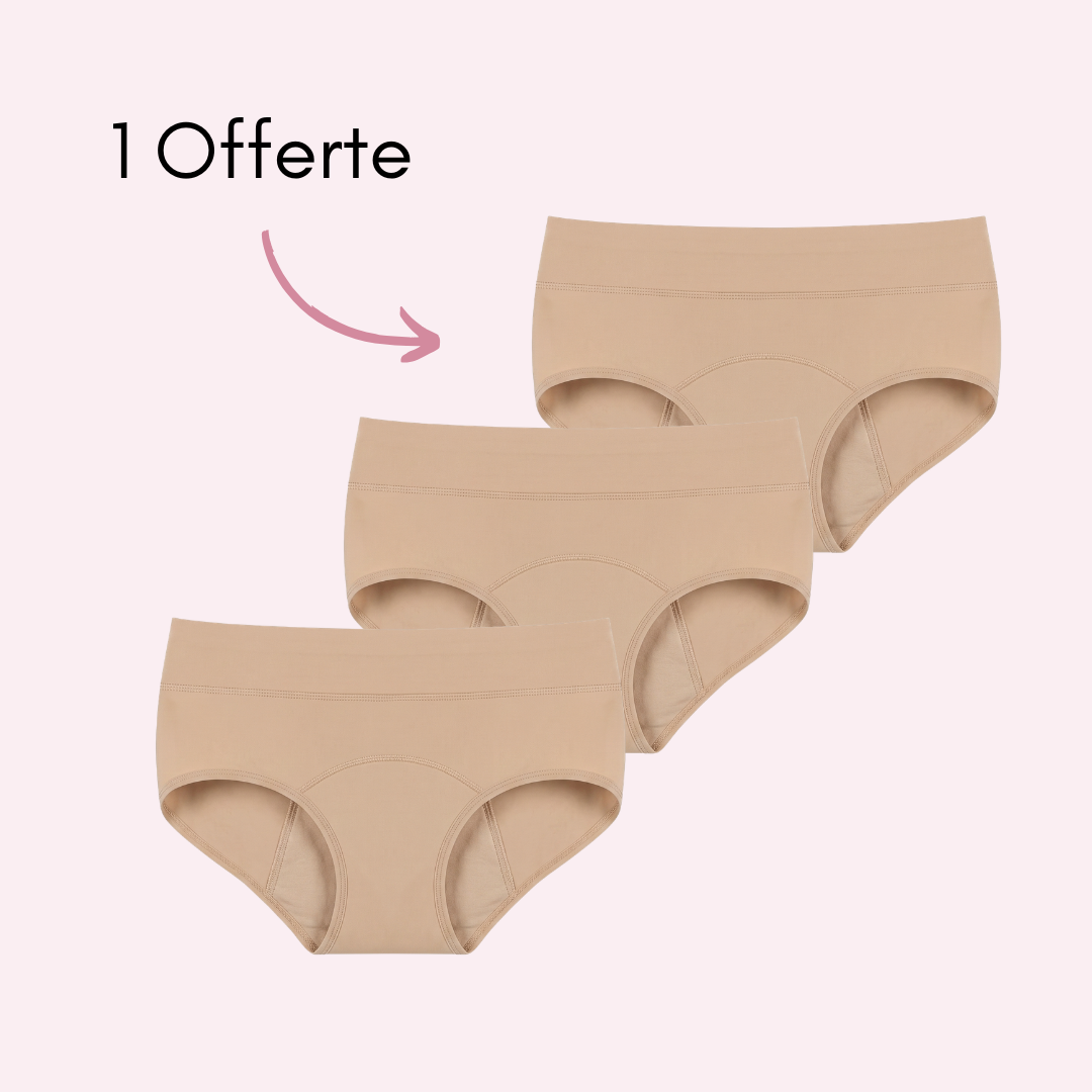 culotte menstruelle marie beige lot de 3 à plat
