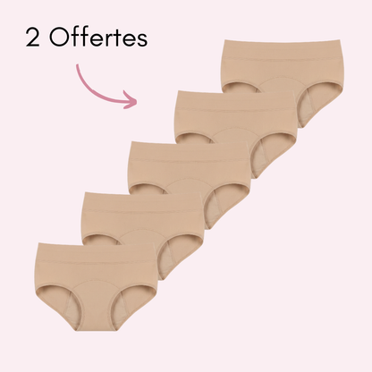culotte menstruelle marie beige lot de 5 à plat