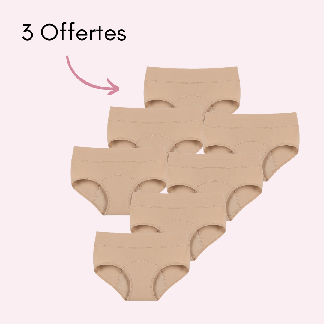 culotte menstruelle marie beige lot de 7 à plat
