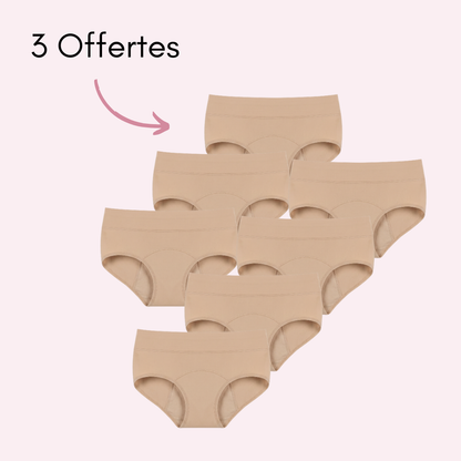 culotte menstruelle marie beige lot de 7 à plat
