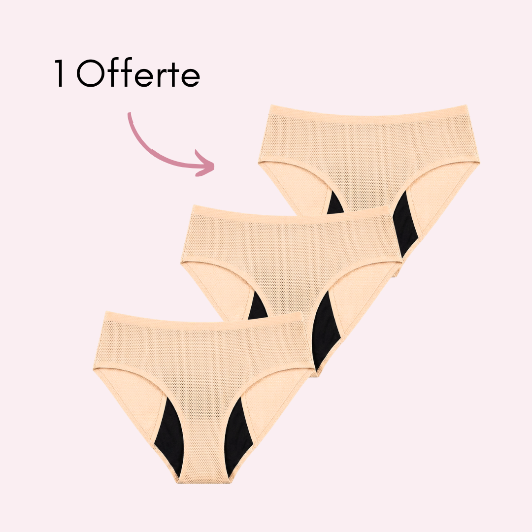 pack 3 culottes menstruelles respirantes angèle beige 1 offerte
