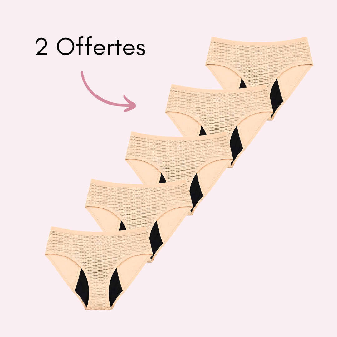 pack 5 culottes menstruelles respirantes angèle beige 2 offertes