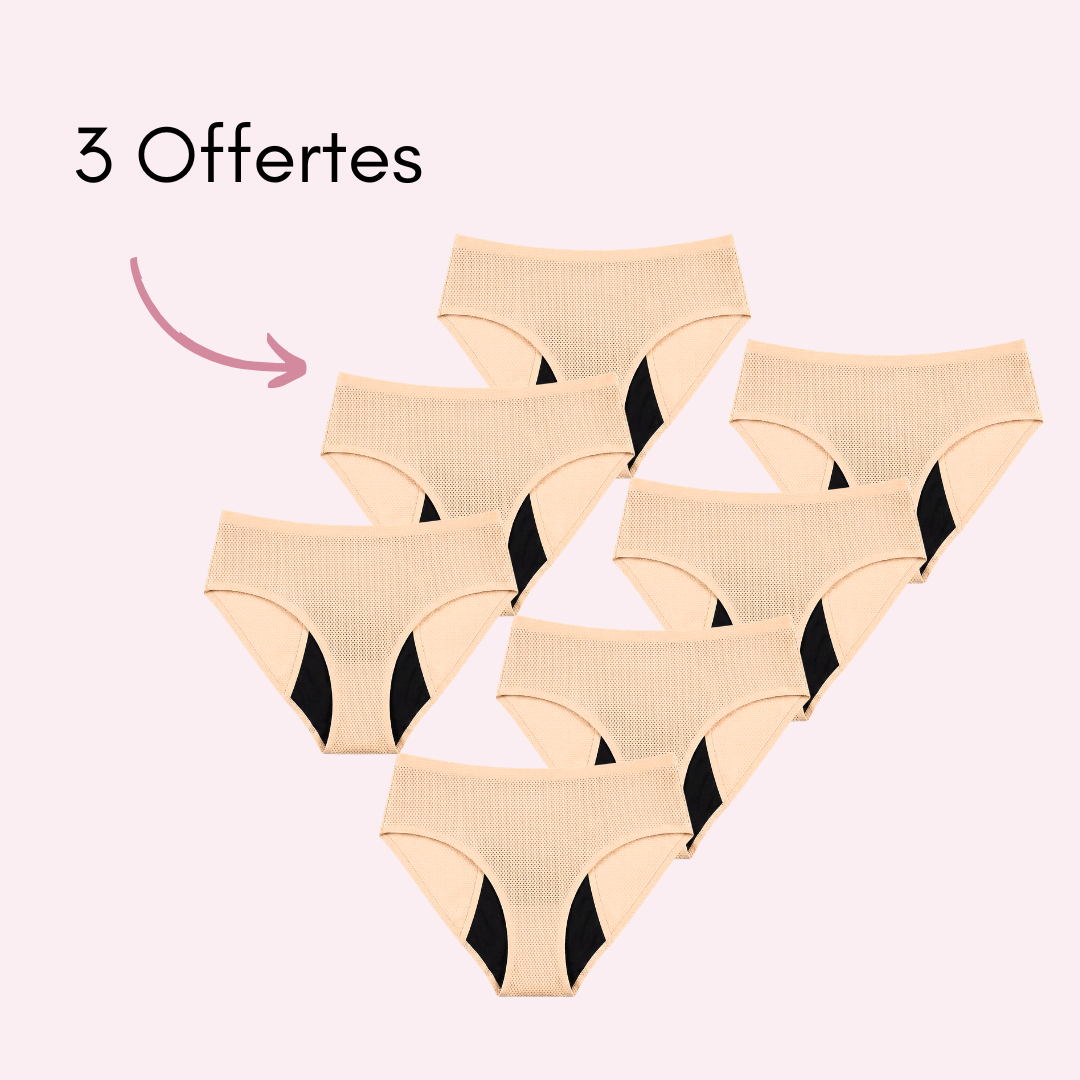 pack 7 culottes menstruelles respirantes angèle beige 3 offertes
