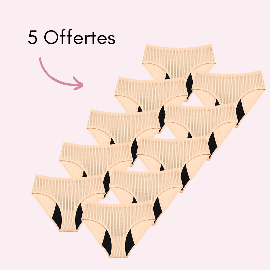 pack 10 culottes menstruelles respirantes angèle beige 5 offertes