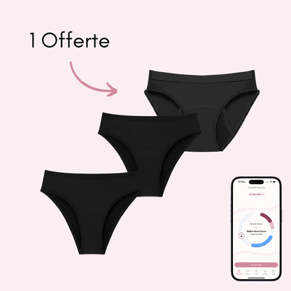 Pack Maillot / Culotte : 2 Nora sans coutures + 1 culotte respirante Aurore Offerte