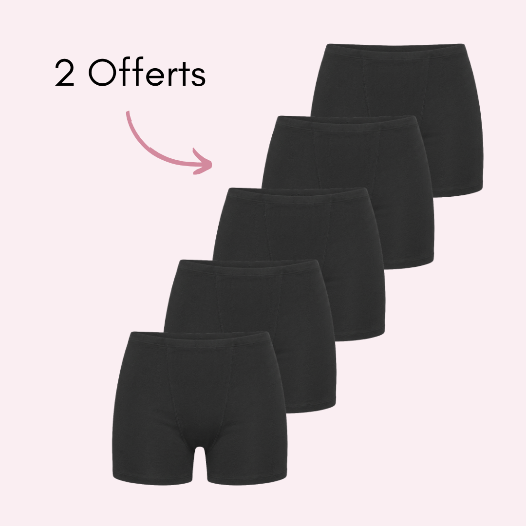 Boxer menstruel post-partum Romy, pack 3 + 2 offertes