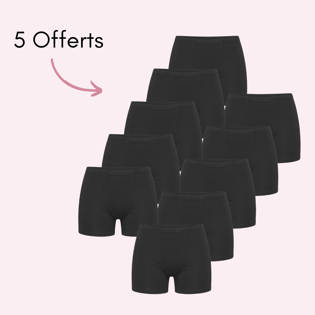 Boxer menstruel post-partum Romy, pack 5 + 5 offertes